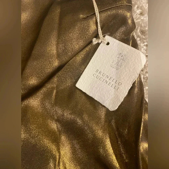 Brunello Cucinelli gold metallic jumpsuit size large NWT - Picture 6 of 10